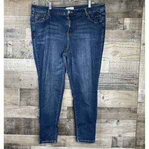 Lane Bryant Plus Size 24 Long Super Stretch Mid-Rise Skinny‎ Blue Jeans